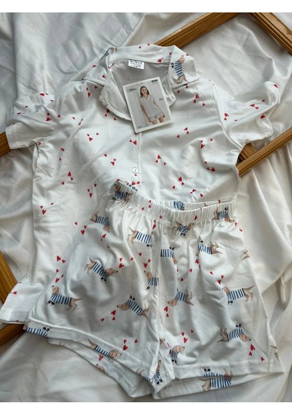 Köpek Desenli Şortlu Pijama T.