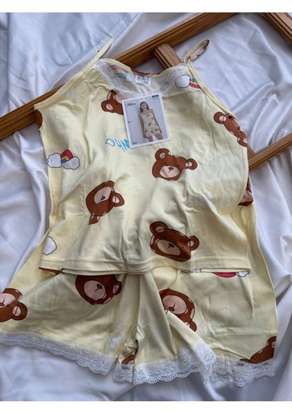 Ayıcık Desen Ip Askılı Şortlu Pijama T. fiyatları