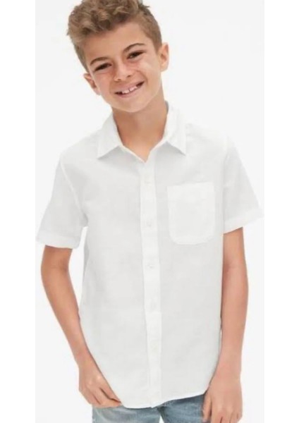 Düz Kısa Kollu Beyaz Gömlek