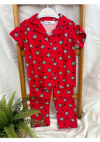 Rakun Baskılı Pijama Takımı
