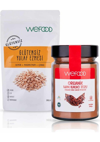 Glütensiz Yulaf Ezmesi 300 gr + Organik Ham Kakao Tozu 140 gr 8681749102062 fiyatları