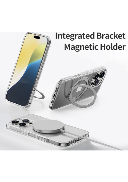 Iphone 16 Pro Crystal Rotating Magsafe Stantlı Kılıf Şeffaf modelleri