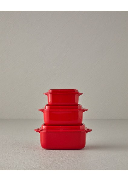 Kırmızı Renkli Plastik Öğle Yemeği Kutusu, Sağlıklı ve Pratik Saklama Çözümü