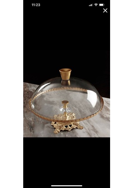 Altın Renkli Cam Kapaklı Kek ve Pasta Standı, Şık Sunum Için Ideal fiyatları