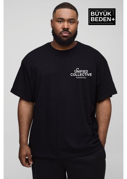 Süperlife Erkek Büyük Beden Unified Collective Baskılı Bisiklet Yaka Tshırt SPR25BTS905