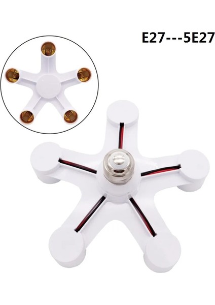 E27 LED Taban 220V Işık Vida Splitter Adaptör Lambası 110V Tutucu Soket Ampul Tutucu Dönüştürücü 5 In 1 Duy Lamba Çoklayıcı 5’li Beyaz fiyatları