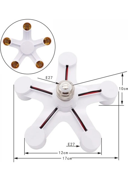 E27 LED Taban 220V Işık Vida Splitter Adaptör Lambası 110V Tutucu Soket Ampul Tutucu Dönüştürücü 5 In 1 Duy Lamba Çoklayıcı 5’li Beyaz fırsatları