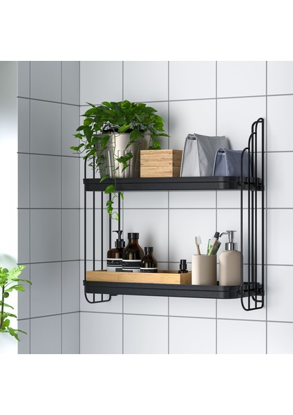 Apotekare Duvar Rafı Siyah 50X52 cm Modern Dekoratif Raf Salon Banyo Mutfak Şık Dayanıklı Kitaplık Organizer fiyatları