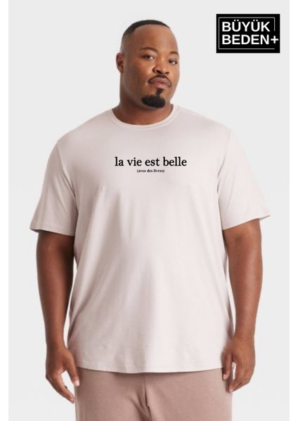Süperlife Erkek Büyük Beden La Vie Est Belle Baskılı Bisiklet Yaka Tshırt SPR25BT910 fiyatları