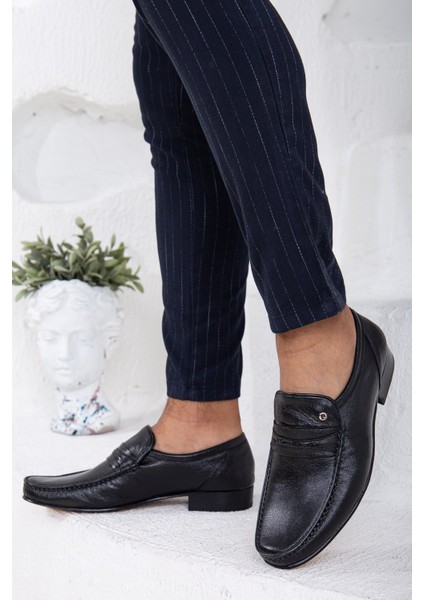 Rok Saraçlı Glase Deri Siyah Erkek Klasik Ayakkabı