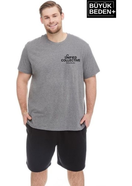 Süperlife Erkek Büyük Beden Unified Collective Baskılı Bisiklet Yaka Tshırt SPR25BTS905