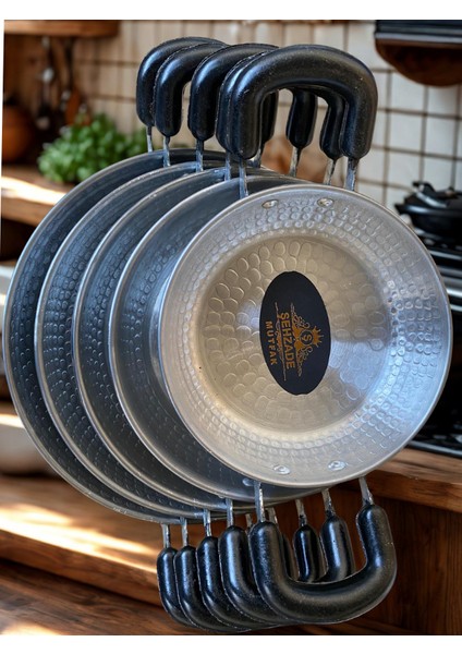 Şehzademutfak 5'li Siyah Kulplu Alüminyum El Yapımı Tava Set 24CM,22CM,20CM,18CM,16CM Çaplarında fiyatları