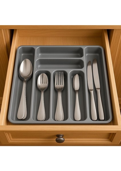 Yüksek Kapasiteli 7 Bölmeli Çekmece Içi Organizer Gri modelleri