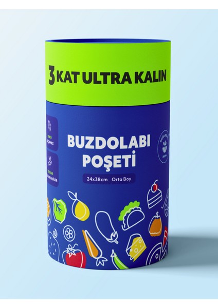 Şeffaf Premium Buzdolabı Poşeti 70 Adet Orta Boy 24X38 cm