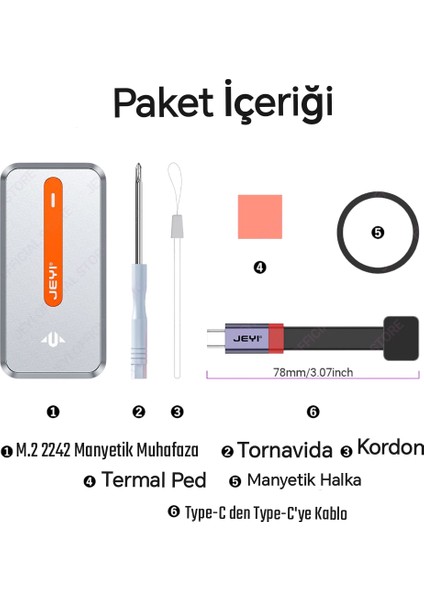 JEYI 2242 M.2 Nvme Ssd Kutusu Magsafeli 3.2 Gen2 10Gbps Süper Hızlı Magsafe Yapışkanlı Manyetik Telefon Tablet Macbook İpad Laptop Type-C girişli Tüm cihazlara Uyumlu Son Nesil Teknoloji modelleri
