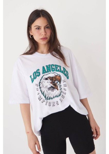 Baskılı La Oversize Unisex T-Shirt