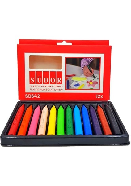 12'li Jumbo Plastik Üçgen Mum Boya