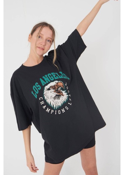 Baskılı La Oversize Unisex T-Shirt