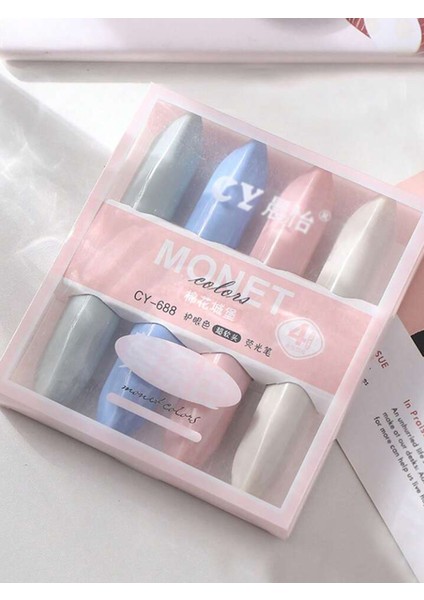 Monet Kawaii 4'lü Pastel Renk Fosforlu Kalem Seti Yumuşak Renkler