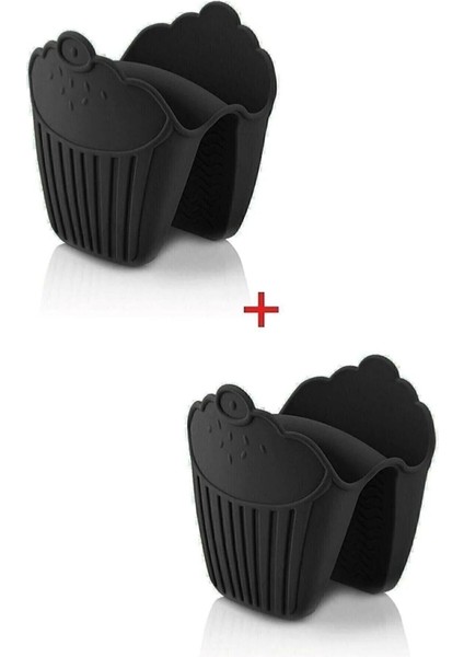 2'li Siyah Silikon Fırın Eldiveni Isı Yalıtımlı ve Kaymaz, Mikrodalga ve Tencere Kullanımı