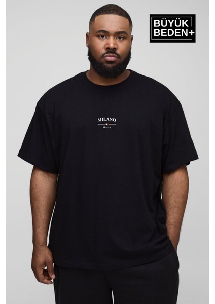 Süperlife Erkek Büyük Beden Milano Italia Baskılı Bisiklet Yaka Tshırt SPR25BTS907