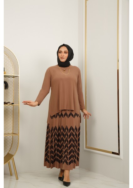 Zikzak Desenli Sandy Etekli Takım modelleri