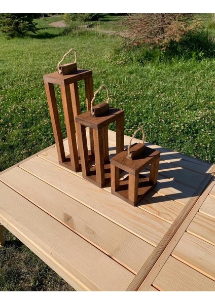 3 Parça Ahşap Mumluk Rustik Dekor için Masa Üstü Kullanım modelleri