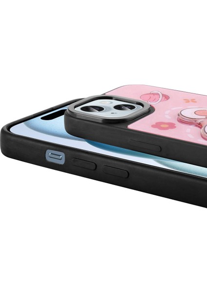 Apple iPhone 15 Kılıf Parlayan Kabartmalı Ikonik Figürlü Arth Amas Silikon Kapak-Mor modelleri