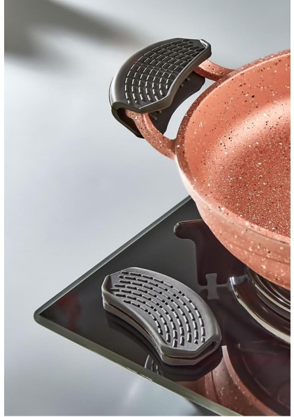 2'li Siyah Yanmaz ve Yapışmaz Silikon Kulp Tutuğu, Tencere ve Tava Için Uygun