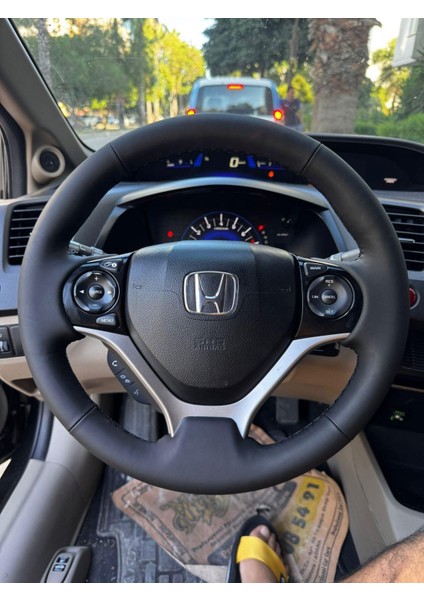 Honda Civic Fb7 Araca Özgü Dikmeli Direksiyon Kılıfı Bentley Deri Siyah
