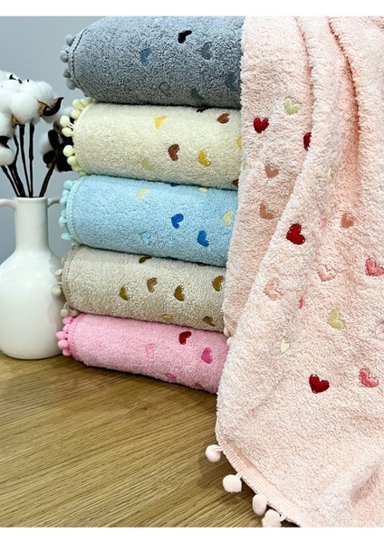 Mavi Ponponlu Kalp Nakışlı 6'lı Mutfak Havlu Seti 30X50 fırsatları