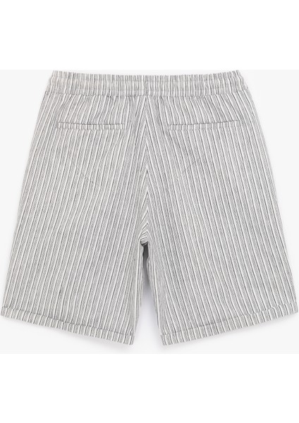 Pamuk Keten Karışımlı Cep Detaylı Beli Bağcıklı Bermuda Şort fiyatları