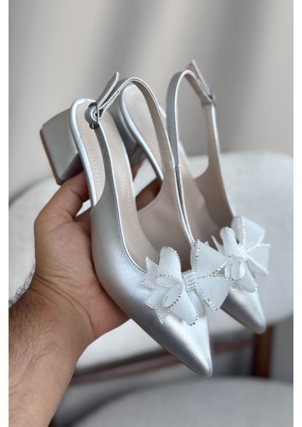 Kadın Howen Kısa Topuklu Ayakkabı - Gümüş