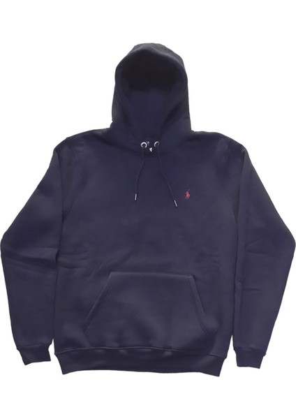 Erkek Kapüşonlu Bağcıklı Kanguru Cepli Lacivert Sweatshirt Esk-Plb