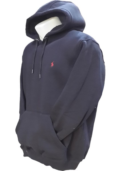 Erkek Kapüşonlu Bağcıklı Kanguru Cepli Lacivert Sweatshirt Esk-Plb