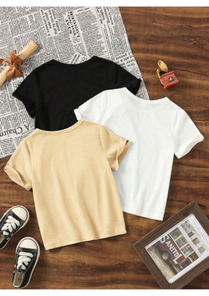 Çocuk Baskılı 3'lü Set Pamuklu Oversize T-Shirt fiyatları