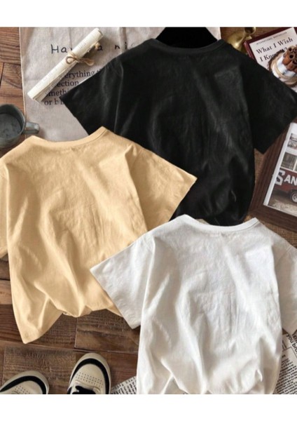 Çocuk Baskılı 3'lü Set Pamuklu Oversize T-Shirt fiyatları