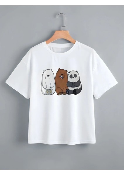 Kanka Ayıcık Baskılı Oversize Pamuklu Çocuk T-Shirtü