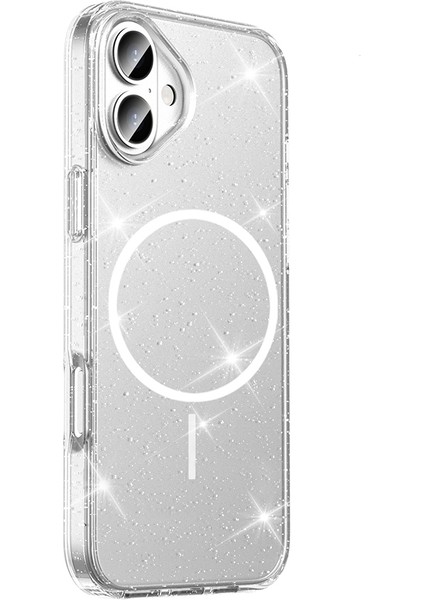 ​apple iPhone 16 Plus Kılıf M-Safe Şarj Özellikli Parlayan Simli Saydam Renkli Arth Maris Kapak - Şe modelleri