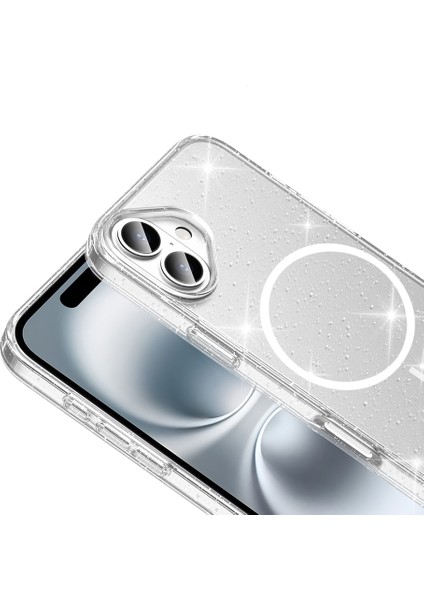 ​apple iPhone 16 Plus Kılıf M-Safe Şarj Özellikli Parlayan Simli Saydam Renkli Arth Maris Kapak - Şe fırsatları