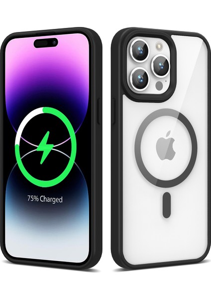 Apple iPhone 14 Pro Max Kılıf Magsafe Wireless Şarj Özellikli Silikon Arth Ege Kapak-Siyah