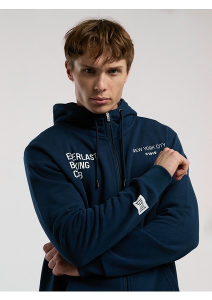 Boxing Club Regular Lacivert Erkek Full Zip Kapüşonlu Sweatshirt modelleri