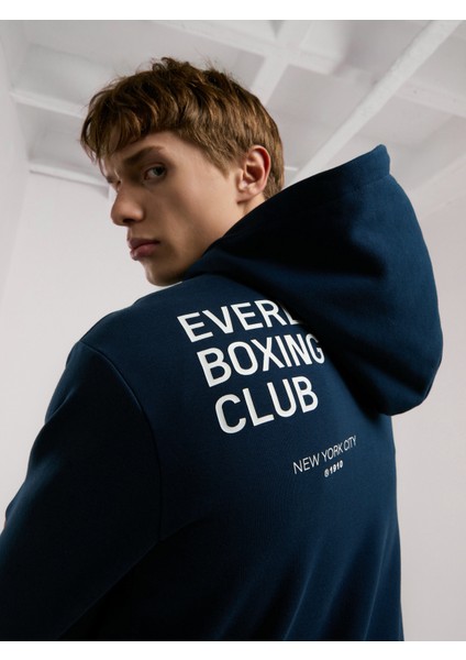 Boxing Club Regular Lacivert Erkek Full Zip Kapüşonlu Sweatshirt indirimleri