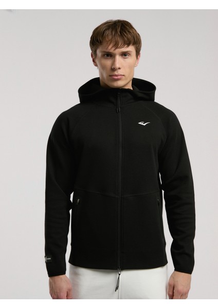 Champions Collection Siyah Erkek Yüksek Yaka Full Zip Kapüşonlu Sweatshirt