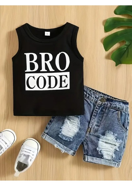 Erkek Çocuk Bro Code Baskılı Tişört