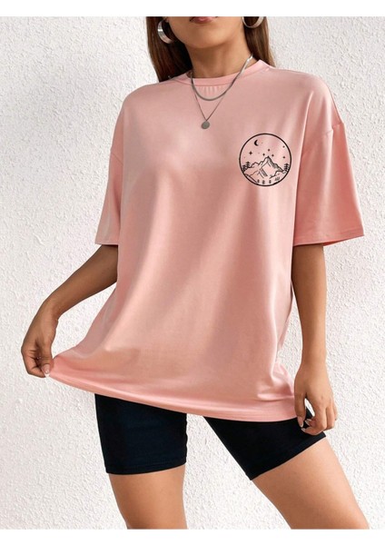Büyük Beden Kadın Moon And Sun 'güneş ve Ay' Baskılı %100 Pamuk Bisiklet Yaka Oversize T-Shirt modelleri
