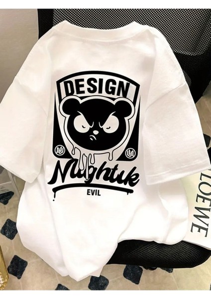 Unisex Design Baskılı Oversize %100 Pamuk T-Shirt