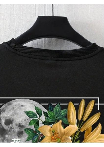 Unisex Gezegen Çiçek Baskılı Oversize %100 Pamuk T-Shirt modelleri