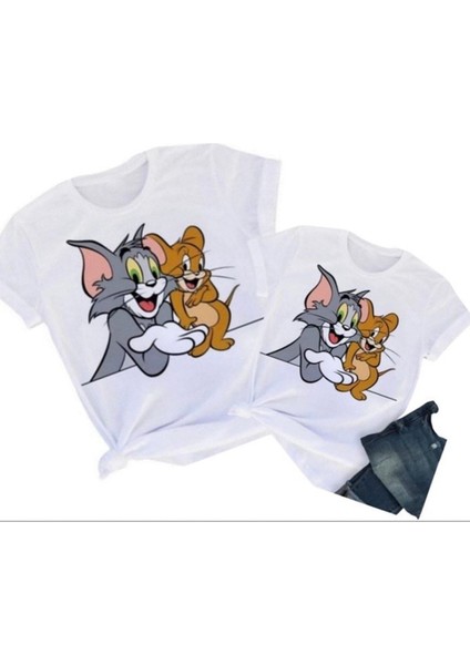 Tom & Jerry Baskılı Pamuklu Oversize T-Shirt (Adet Fiyatıdır)