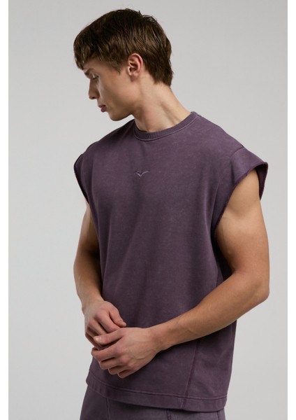 Bronx 1910 Oversize Yıkamalı Mor Erkek Kolsuz Sweatshirt fiyatları